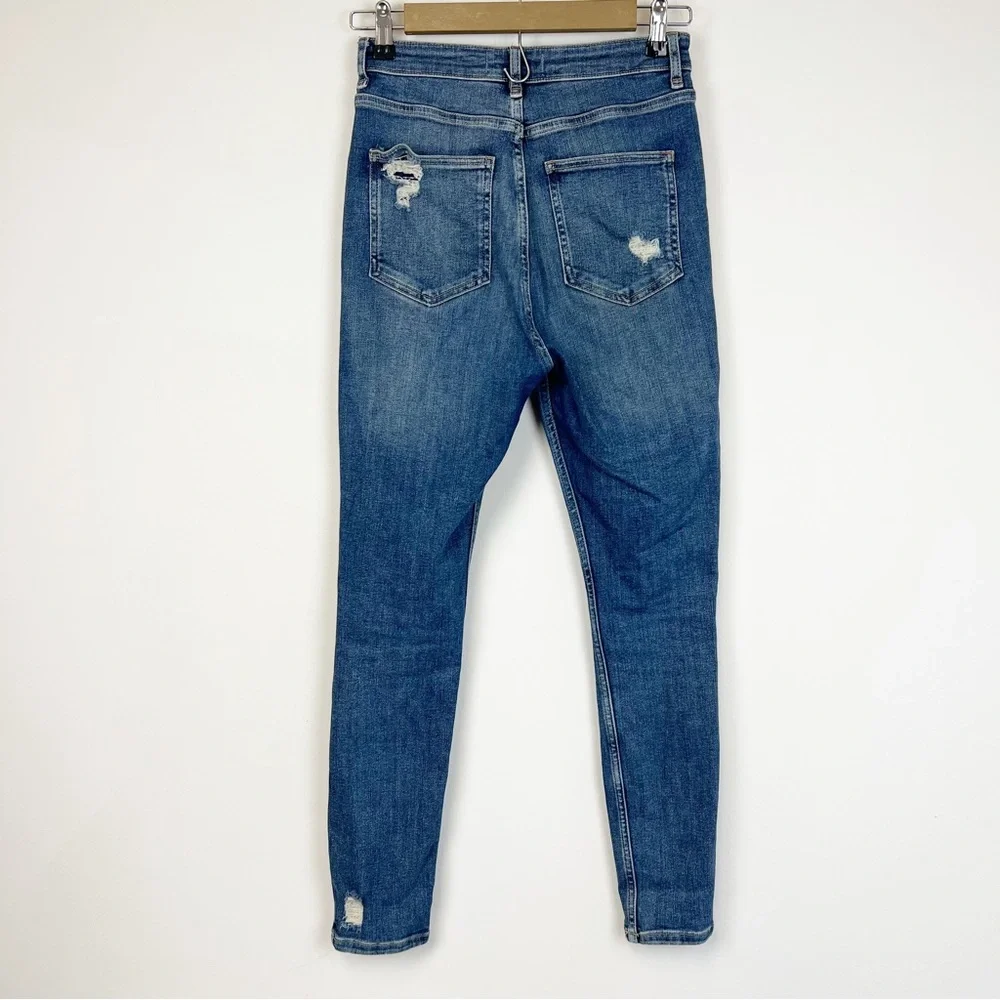 FREE PEOPLE Sabrina Super Skinny Button-fly Jeans in Mid Indigo Size 28 - Picture 3 of 5